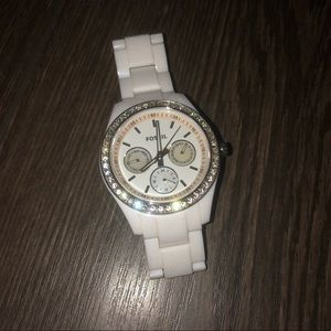 White fossil watch- needs new battery!